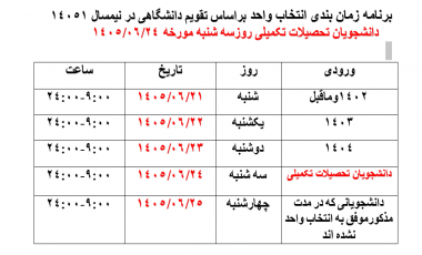 برنامه درسی دانشکده مهندسی مکانیک در  نیمسال اول 1405-1406